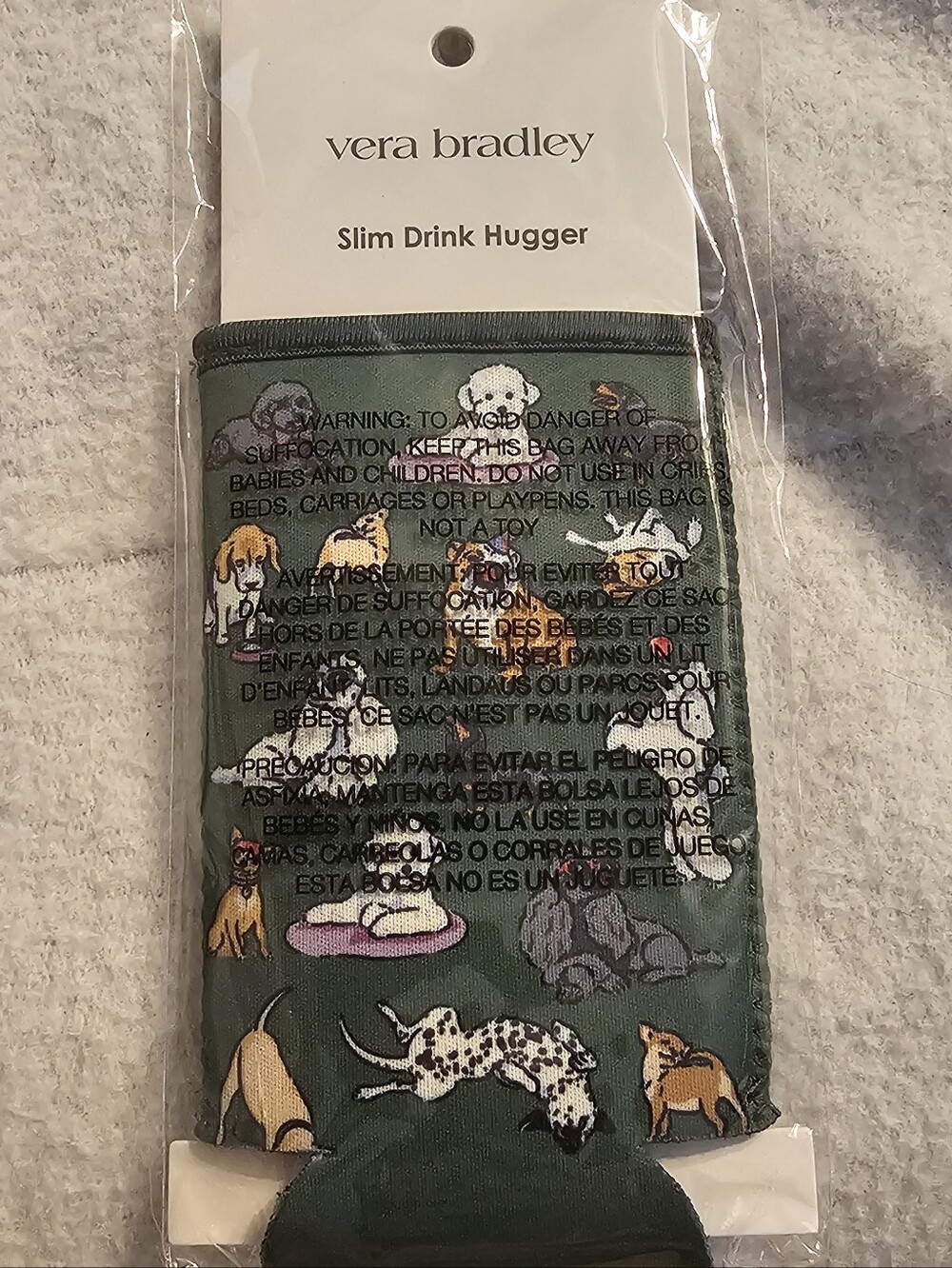 Vera Bradley Dog Park Slim Can Koozie Drink Hugger